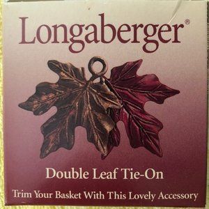New Longaberger Basket Charm - Double Leaf Tie-On